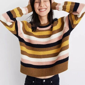 Madewell Striped Tilden Pullover Sweater